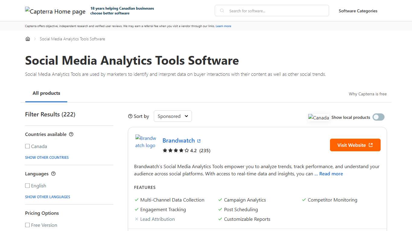 Social Media Analytics Tools Software - Prices & Reviews - Capterra Canada 2026