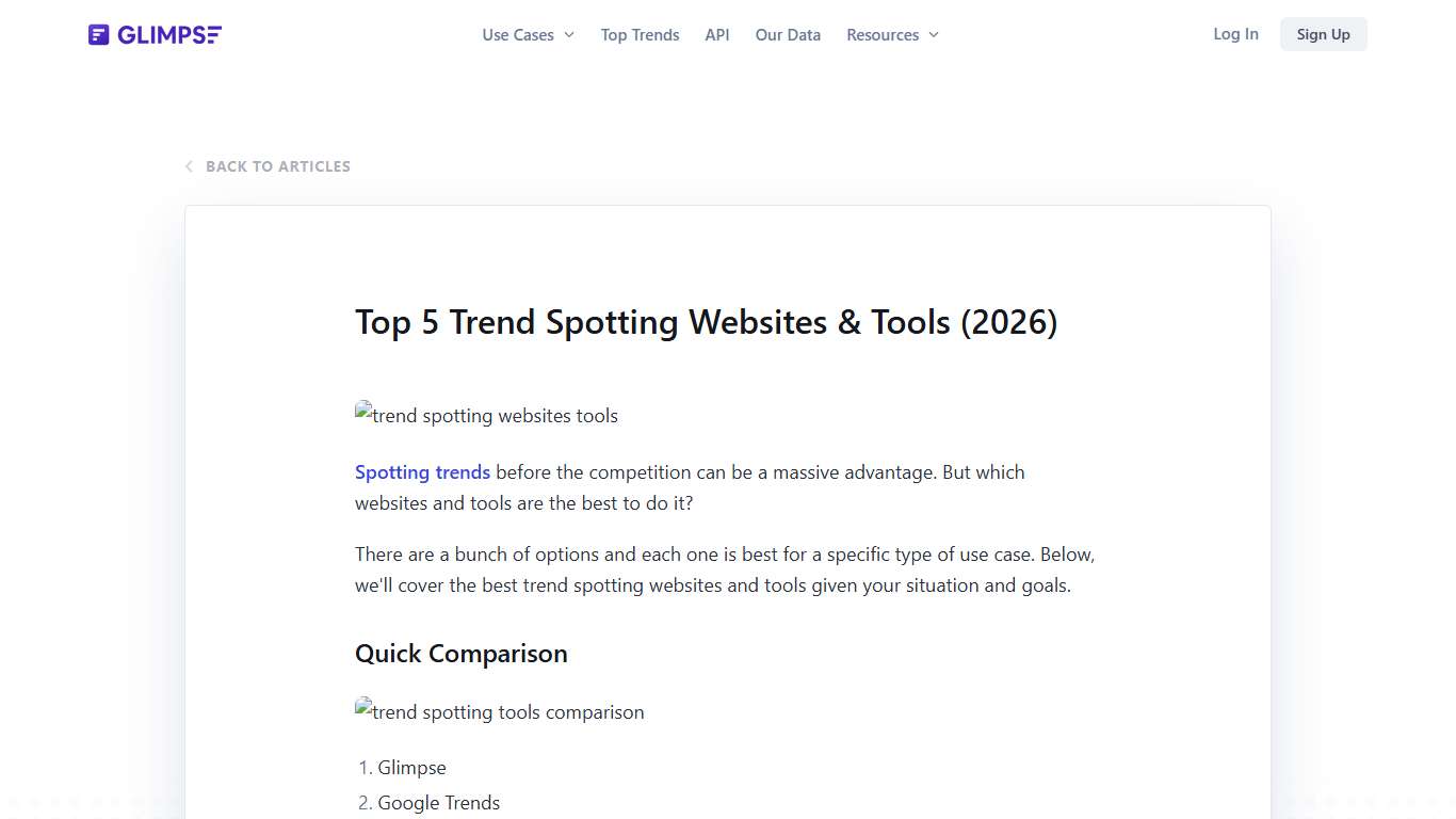 Top Trend Spotting Websites & Tools (2026) — Glimpse